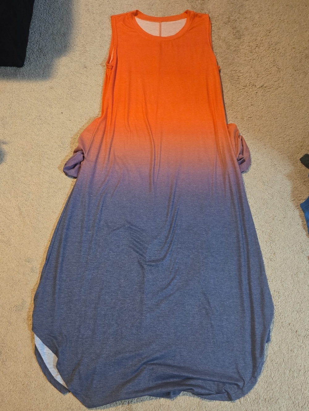 Sleeveless Gradient Maxi Dress in Orange to Purple